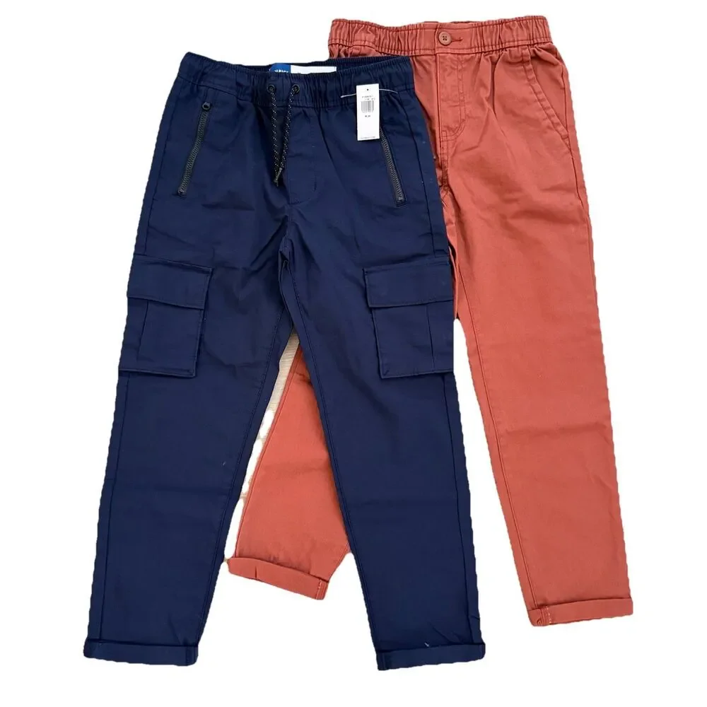 Old Navy Boys 8 Lot of 2 Tech Taper Pants Built-in Flex NWT Navy Elastic Cargo